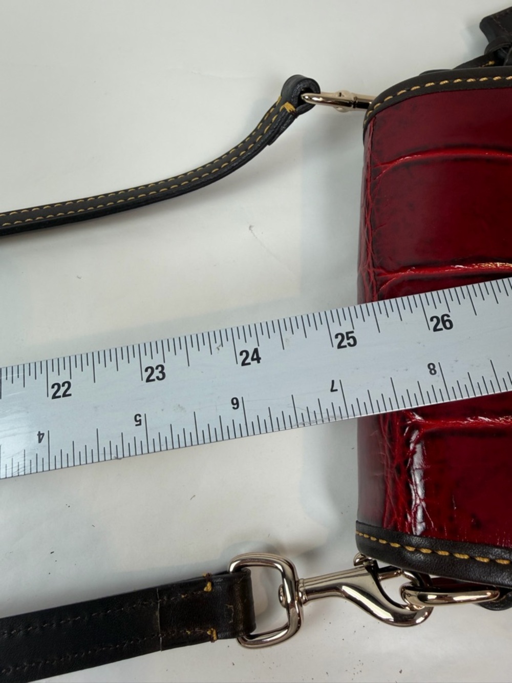 Dooney & Bourke Crossbody Purse Small Croc Embossed Flap Bordeaux Red Bag - Picture 7 of 12